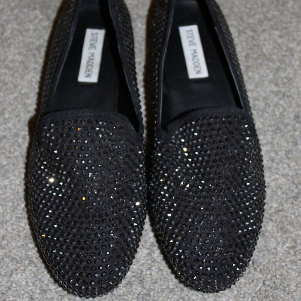 Steve Madden Black Rhinestone Loafers